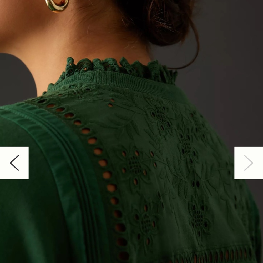 Anthropologie Forever That Girl Eyelet Sweatshirt Black XS